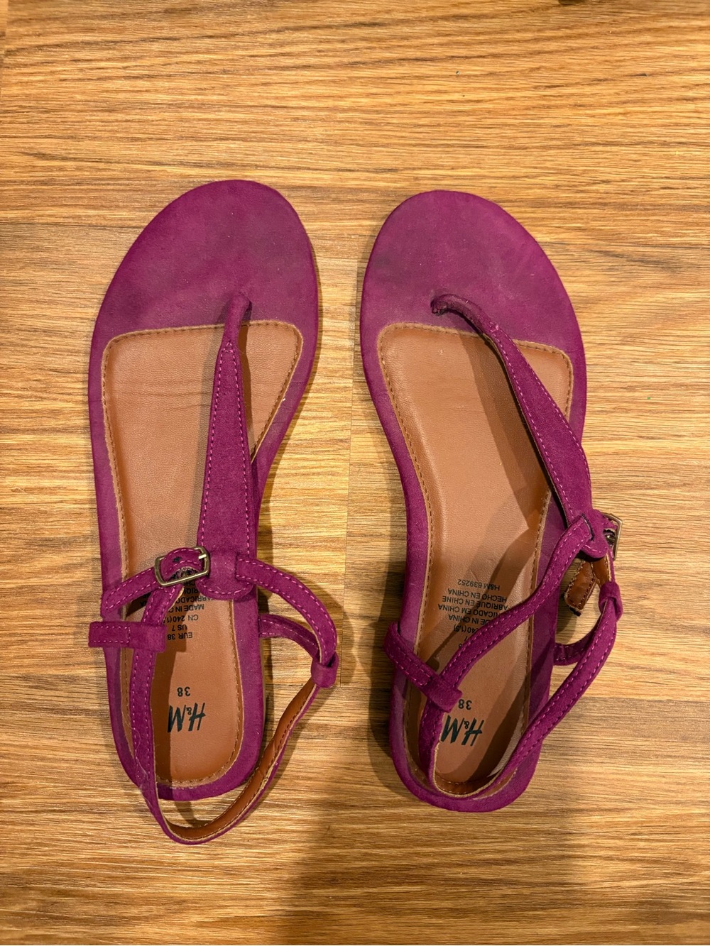 H&M Faux Suede and Leather Purple Sandals